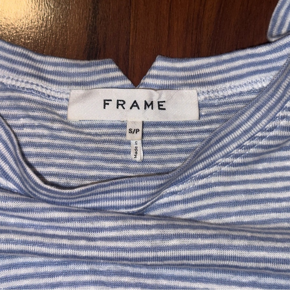 NWOT FRAME Sleeveless Muscle Tank Blue White Striped 
Small
Neiman Marcus $108